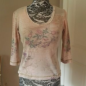 Xcit u.s.a. floral 3/4 sleeve top, size PM